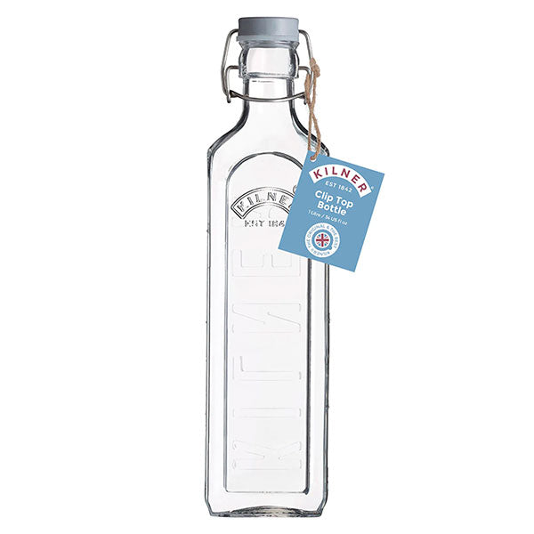 Botella Tapa Gris con Cierre Clip 1 Lts Kilner