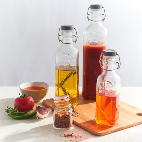 Botella Tapa Gris con Cierre Clip 1 Lts Kilner