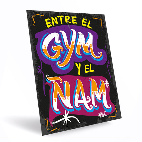 Cartel "Entre el Gym y el Ñam"
