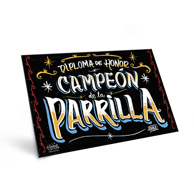 Cartel Diploma de Honor Campeón de la Parrillla